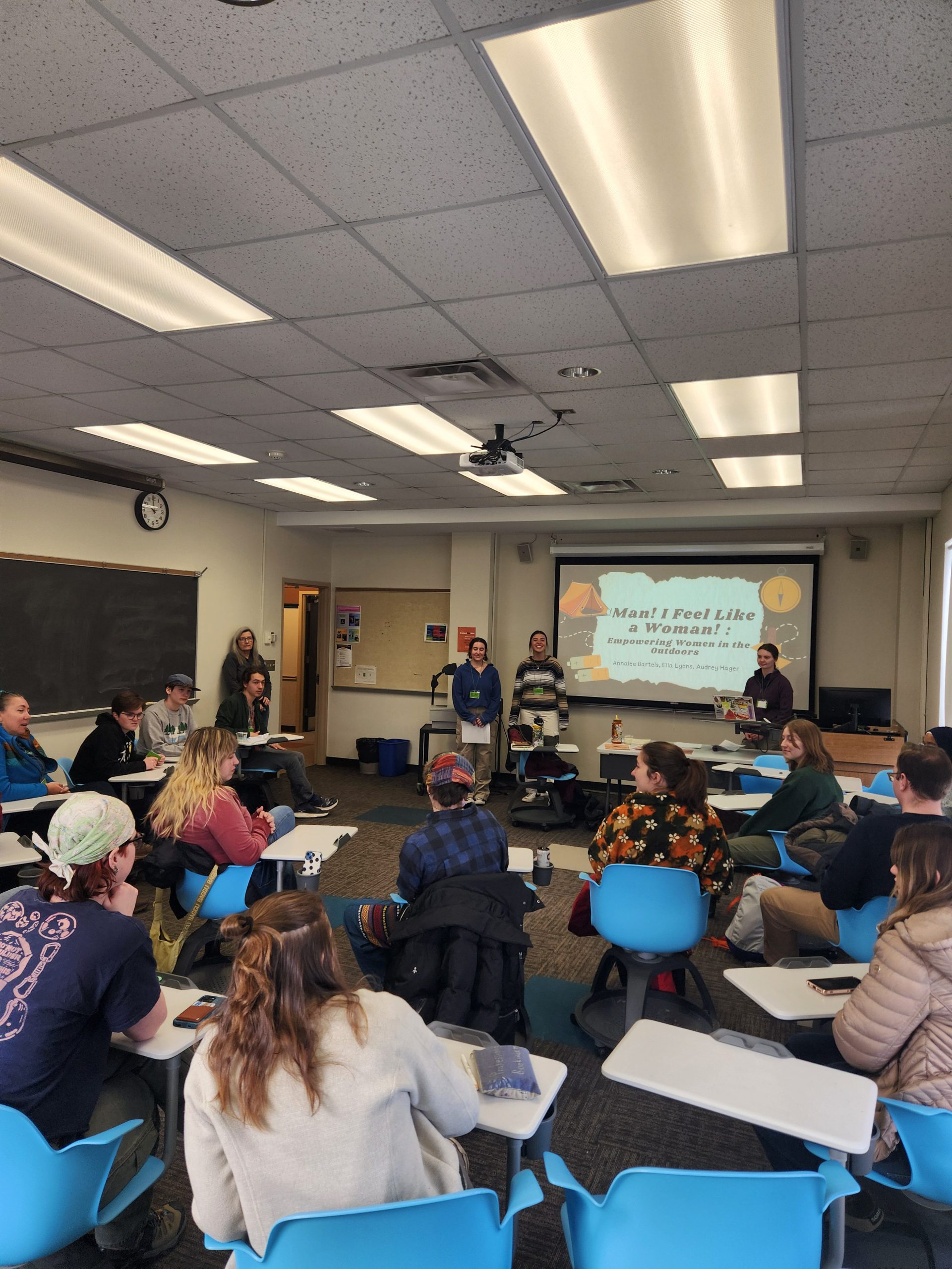 Students presenting on women's empowerment