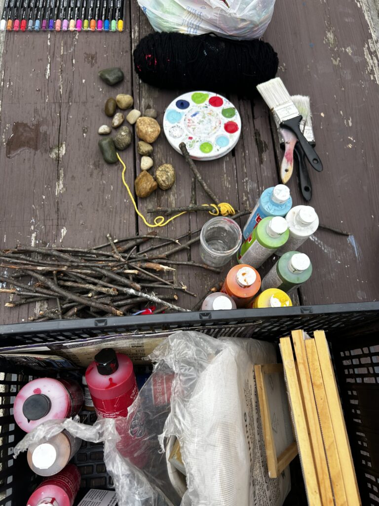 art supplies on a table