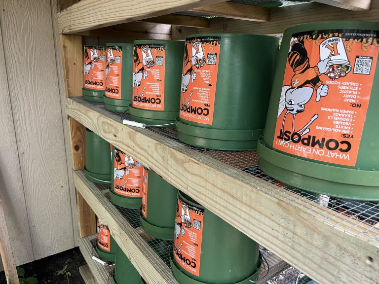 Compost Buckets on a shelf