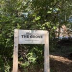 Wooden sign that says "Welcome to the Grove"